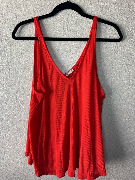 Free People Intimately FP Coral Orange Ribbed Swing Tank Top M - Picture 2 of 7
